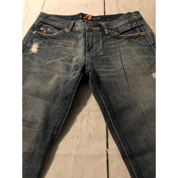 7 For All Mankind Women's Jeans Flare Distressed Destroyed Size 27 X 31 - Picture 9 of 9